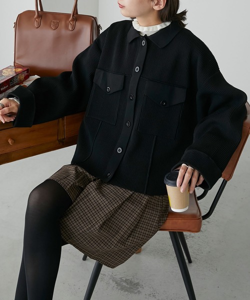 BONLECILL（ボンルシール）の「スポンディッシュニットジャケット（その他アウター・レディース・ブラック/ネイビー/レッド/アイボリー・FREE）」の18枚目の写真