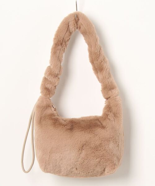 Doux archives(ドゥアルシーヴ)の「ギャザーハンドルエコファーミニワンショルダーバッグ(ショルダーバッグ・レディース・ベージュ/チャコールグレー・FREE)」の3枚目の写真