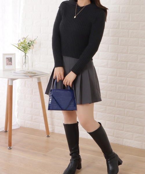 Lace Ladies(レースレディース)の「セーラーカラーコンパクトニットプルオーバー(ニット/セーター・レディース・グレー/ピンク/ブラック/アイボリー・FREE)」の6枚目の写真