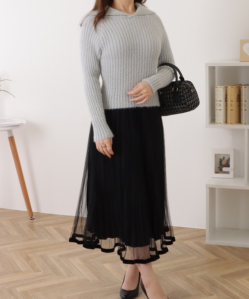Lace Ladies(レースレディース)の「セーラーカラーコンパクトニットプルオーバー(ニット/セーター・レディース・グレー/ピンク/ブラック/アイボリー・FREE)」の11枚目の写真