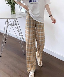 チェック柄シアーイージーパンツ