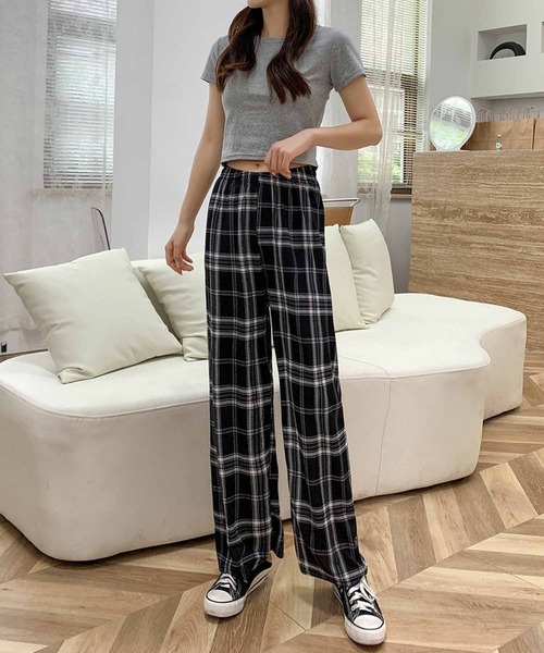 NANEA(ナネア)の「チェック柄シアーイージーパンツ(その他パンツ・レディース・グリーン/ブラウン/イエロー/サックスブルー/ライトグリーン/ブラック・フリー)」の13枚目の写真