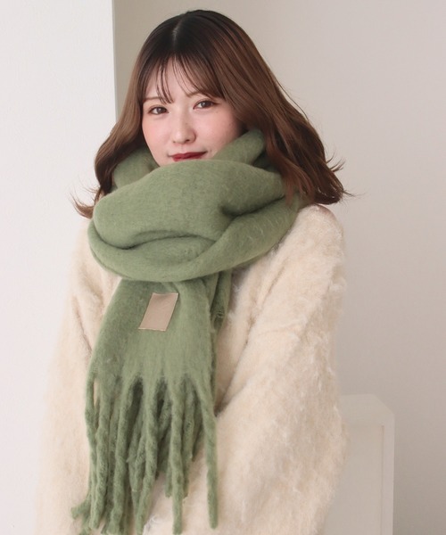美品❣️blech モヘアモスグリーン高級マフラー 美品❣️blech モヘアモスグリーン高級マフラー