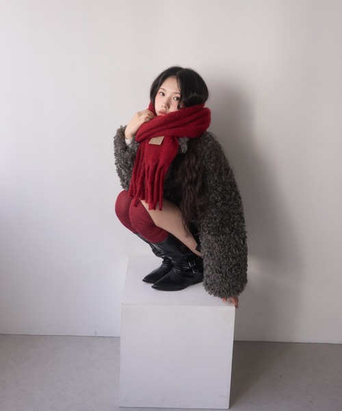 mellowneon（メロウネオン）の「ボリュームカラーマフラー（マフラー・レディース・ホワイト/ピンク/グレー/アイボリー/カーキ/ブラック/レッド/チャコールグレー/ベージュ/ライトブルー/ベビーピンク/ラベンダー/ボルドー/ダークブラウン・FREE）」の17枚目の写真