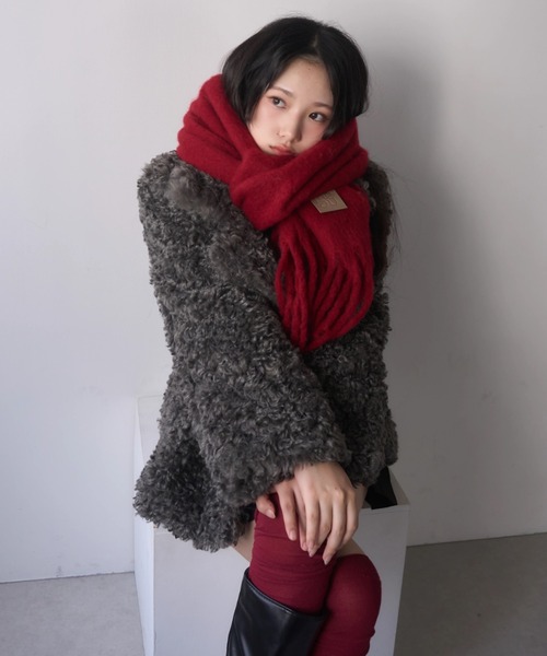 mellowneon（メロウネオン）の「ボリュームカラーマフラー（マフラー・レディース・ホワイト/ピンク/グレー/アイボリー/カーキ/ブラック/レッド/チャコールグレー/ベージュ/ライトブルー/ベビーピンク/ラベンダー/ボルドー/ダークブラウン・FREE）」の18枚目の写真