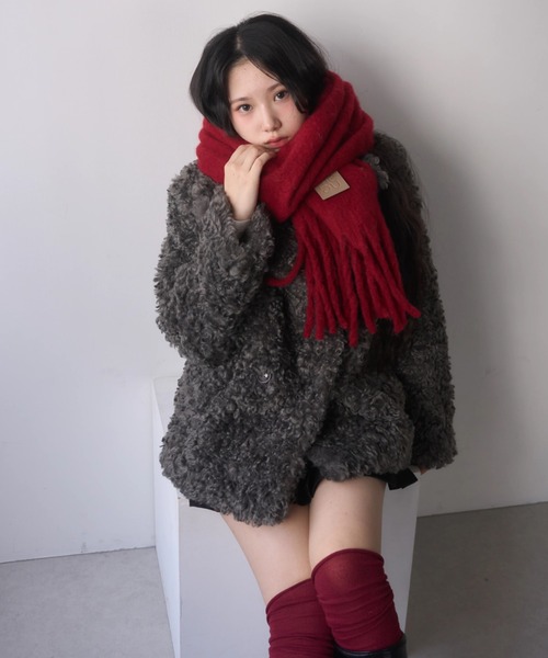 mellowneon（メロウネオン）の「ボリュームカラーマフラー（マフラー・レディース・ホワイト/ピンク/グレー/アイボリー/カーキ/ブラック/レッド/チャコールグレー/ベージュ/ライトブルー/ベビーピンク/ラベンダー/ボルドー/ダークブラウン・FREE）」の15枚目の写真