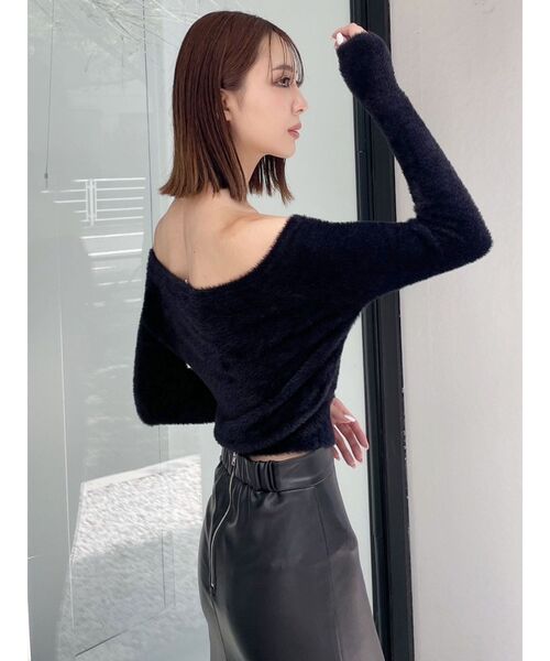 GYDA（ジェイダ）の「2WAY シャギーダブルZIP ニットトップス（ニット/セーター・レディース・オフホワイト/ブラック・FREE）」の6枚目の写真