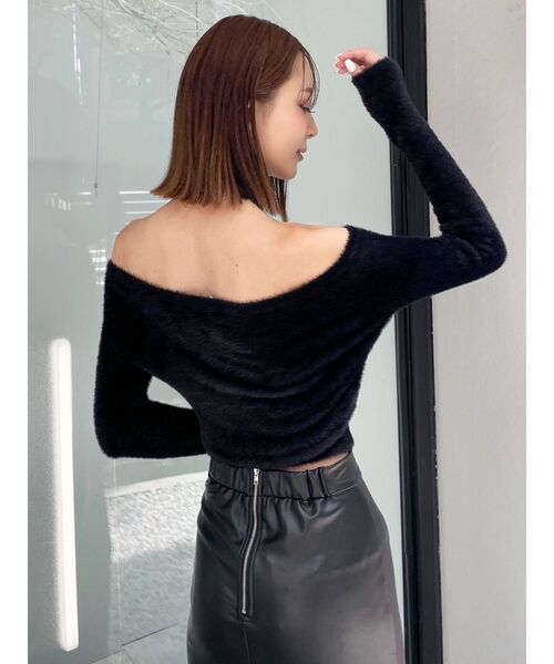 GYDA（ジェイダ）の「2WAY シャギーダブルZIP ニットトップス（ニット/セーター・レディース・オフホワイト/ブラック・FREE）」の7枚目の写真