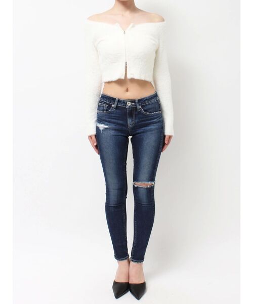 GYDA（ジェイダ）の「2WAY シャギーダブルZIP ニットトップス（ニット/セーター・レディース・オフホワイト/ブラック・FREE）」の22枚目の写真