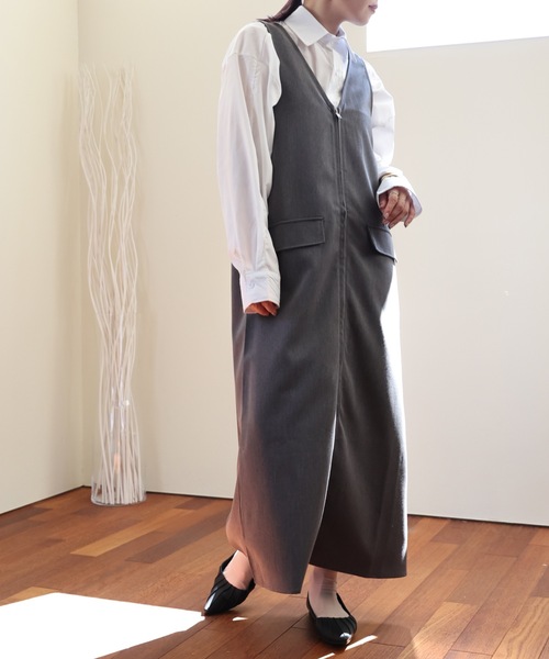 ULEULA(ウルア)の「ZIPロングワンピース/前後2WAY(ワンピース・レディース・チャコールグレー/ブラック・FREE)」の17枚目の写真