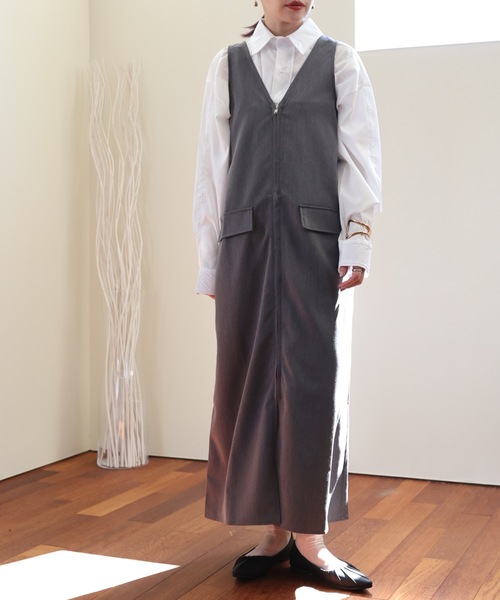 ULEULA(ウルア)の「ZIPロングワンピース/前後2WAY(ワンピース・レディース・チャコールグレー/ブラック・FREE)」の15枚目の写真