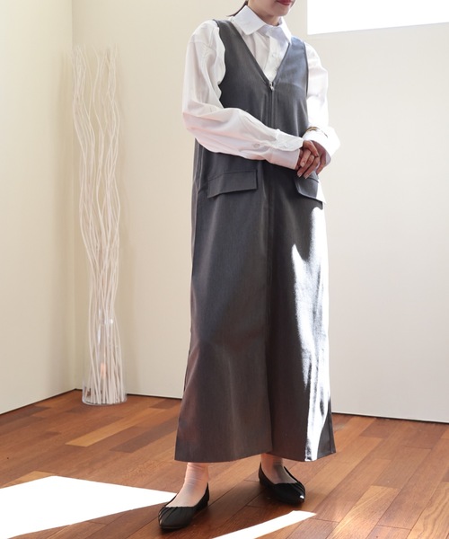 ULEULA(ウルア)の「ZIPロングワンピース/前後2WAY(ワンピース・レディース・チャコールグレー/ブラック・FREE)」の3枚目の写真