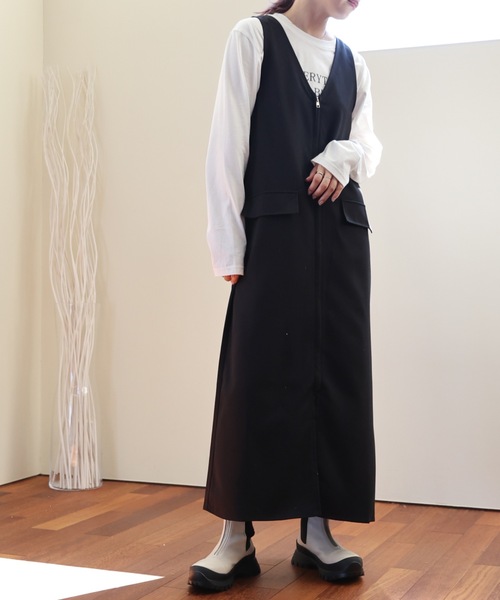 ULEULA(ウルア)の「ZIPロングワンピース/前後2WAY(ワンピース・レディース・チャコールグレー/ブラック・FREE)」の11枚目の写真