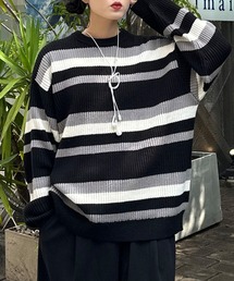 PICSAS | 【PICSAS】ランダムボーダークルーニット(ニット/セーター)