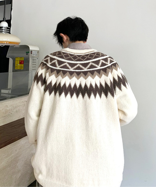 neos(ネオス)の「【neos -addictive design-】ルーズシルエット 球心 ネイティブ 総柄 クルーネック プルオーバー ニット セーター(ニット/セーター・メンズ・ブラウン/ホワイト/グレー/ブラック・X-LARGE/LARGE/MEDIUM)」の14枚目の写真