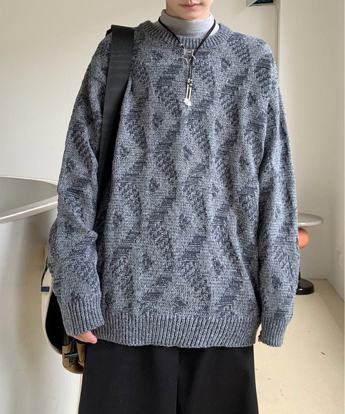 neos(ネオス)の「【neos -addictive design-】ルーズシルエット 球心 ネイティブ 総柄 クルーネック プルオーバー ニット セーター(ニット/セーター・メンズ・ブラウン/ホワイト/グレー/ブラック・X-LARGE/LARGE/MEDIUM)」の17枚目の写真