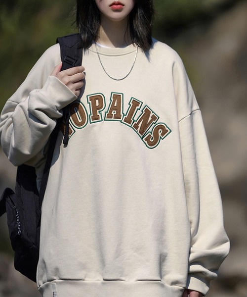 aimoha（アイモハ）の「aimoha outdoor　ワッペン刺繍  クールネックプルオーバー　スウエット（スウェット・レディース・ベージュ/ブラック/チョコ・LARGE/MEDIUM/X-LARGE）」の18枚目の写真