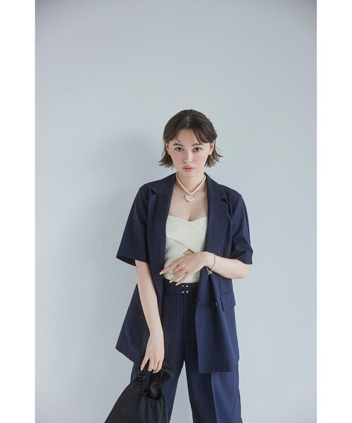 Ray BEAMS（レイビームス）の「Ray BEAMS / リブ ツイスト ビスチェ（チューブトップ・レディース・ブラック/オフホワイト・ONE SIZE）」の6枚目の写真