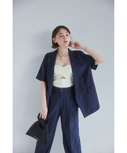 Ray BEAMS（レイビームス）の「Ray BEAMS / リブ ツイスト ビスチェ（チューブトップ・レディース・ブラック/オフホワイト・ONE SIZE）」の7枚目の写真