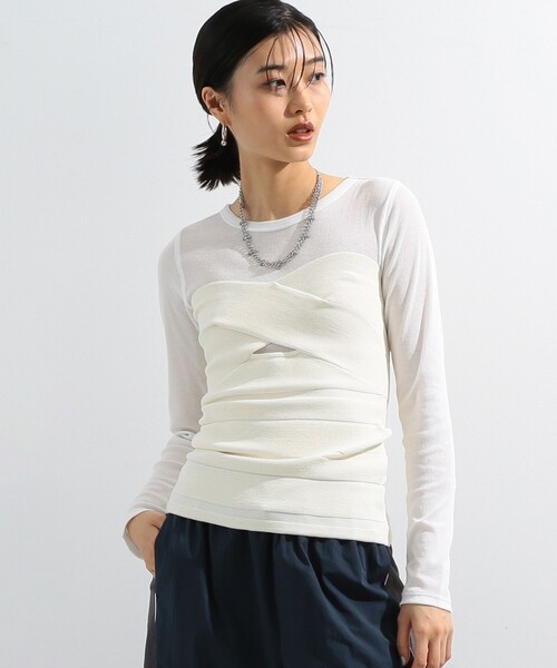 Ray BEAMS（レイビームス）の「Ray BEAMS / リブ ツイスト ビスチェ（チューブトップ・レディース・ブラック/オフホワイト・ONE SIZE）」の12枚目の写真