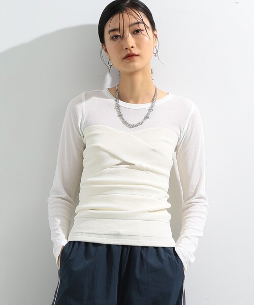 Ray BEAMS（レイビームス）の「Ray BEAMS / リブ ツイスト ビスチェ（チューブトップ・レディース・ブラック/オフホワイト・ONE SIZE）」の13枚目の写真