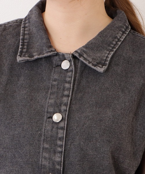 Lace Ladies(レースレディース)の「ビッグシルエットミリタリーデニムジレ(ベスト・レディース・ブラック/ブルー・M/XL)」の15枚目の写真