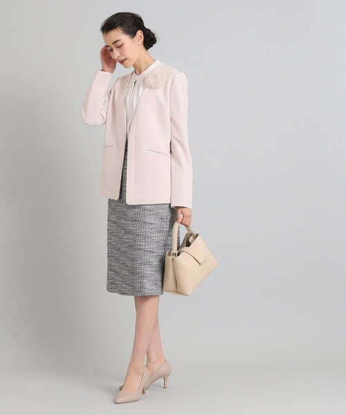 OPAQUE.CLIP（オペークドットクリップ）の「◆≪通勤・セレモニー/セットアップ対応≫ コットンツイードタイトスカート（スカート・レディース・ブラック系3/オフホワイト/ネイビー・40/38/36/42）」の12枚目の写真