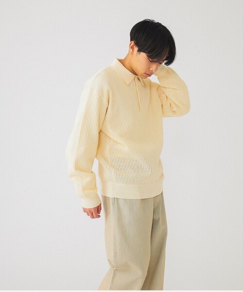BEAMS（ビームス）の「BEAMS / 9ゲージ メッシュ ポロシャツ（ポロシャツ・メンズ・ナチュラル/ブラック・XL/M/L/S）」の7枚目の写真