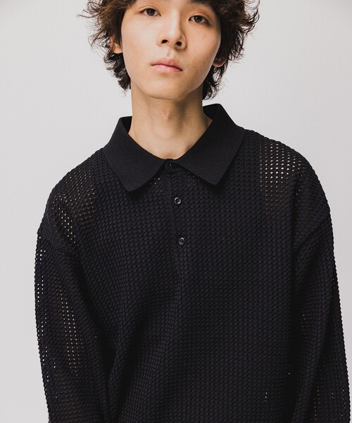 BEAMS（ビームス）の「BEAMS / 9ゲージ メッシュ ポロシャツ（ポロシャツ・メンズ・ナチュラル/ブラック・XL/M/L/S）」の2枚目の写真