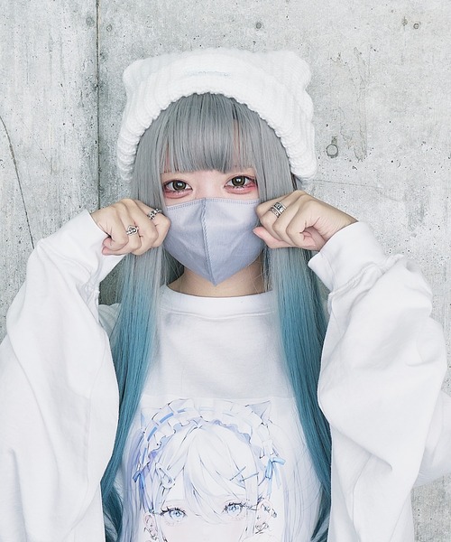 Whinny（ホワイニー）の「Whinny/とらわれし猫のカリスマ（ニットキャップ/ビーニー・レディース・ホワイト/ブラック・FREE）」の3枚目の写真