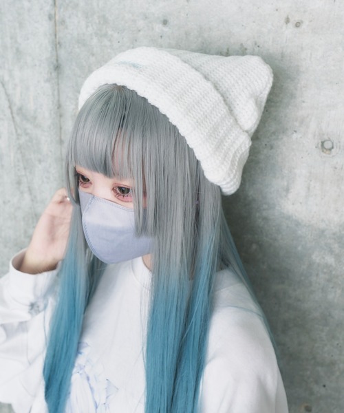 Whinny（ホワイニー）の「Whinny/とらわれし猫のカリスマ（ニットキャップ/ビーニー・レディース・ホワイト/ブラック・FREE）」の4枚目の写真