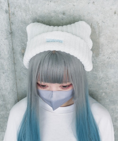 Whinny（ホワイニー）の「Whinny/とらわれし猫のカリスマ（ニットキャップ/ビーニー・レディース・ホワイト/ブラック・FREE）」の5枚目の写真