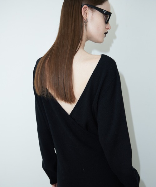 JOSE MOON(ジョゼムーン)の「2WAY WOOL MAXI DRESS/ツーウェイウールマキシドレス(ワンピース・レディース・ブラック/グレー・FREE)」の5枚目の写真