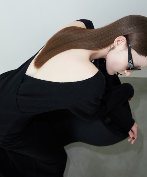 JOSE MOON(ジョゼムーン)の「2WAY WOOL MAXI DRESS/ツーウェイウールマキシドレス(ワンピース・レディース・ブラック/グレー・FREE)」の7枚目の写真