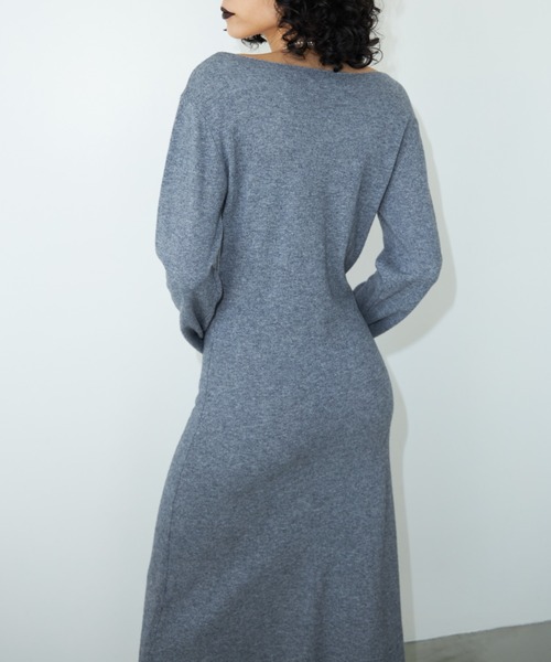 JOSE MOON(ジョゼムーン)の「2WAY WOOL MAXI DRESS/ツーウェイウールマキシドレス(ワンピース・レディース・ブラック/グレー・FREE)」の8枚目の写真