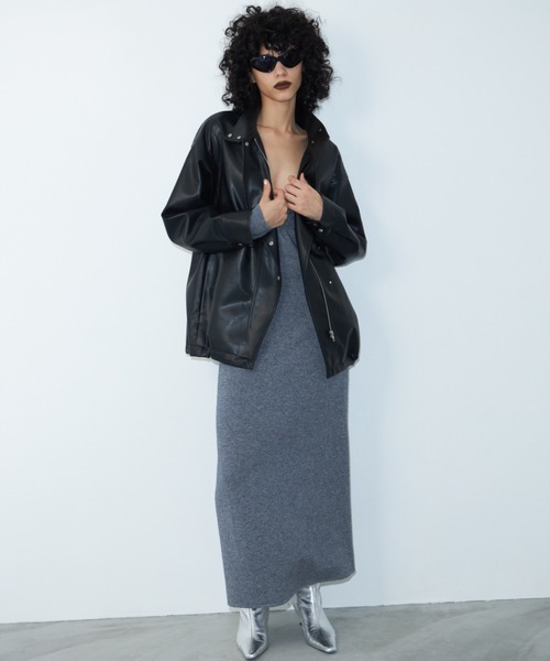 JOSE MOON(ジョゼムーン)の「2WAY WOOL MAXI DRESS/ツーウェイウールマキシドレス(ワンピース・レディース・ブラック/グレー・FREE)」の19枚目の写真