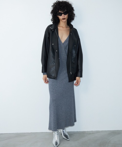 JOSE MOON(ジョゼムーン)の「2WAY WOOL MAXI DRESS/ツーウェイウールマキシドレス(ワンピース・レディース・ブラック/グレー・FREE)」の20枚目の写真