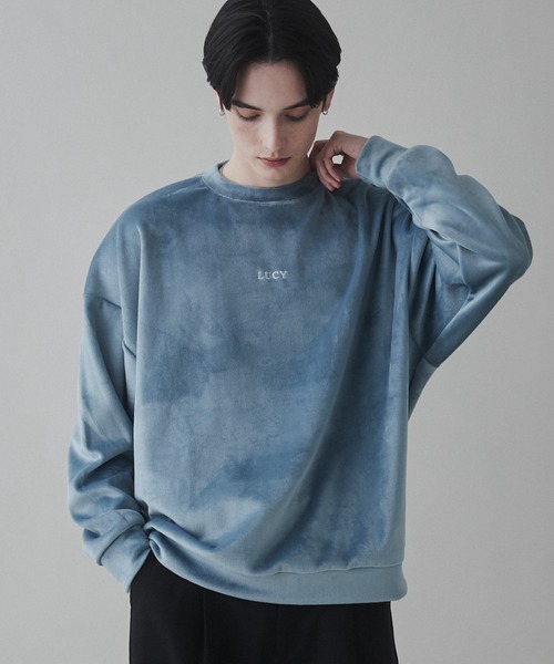 LUCY（ルーシー）の「LUCY/マイクロシャギーワンポイント刺繍プルオーバー（スウェット・メンズ・ダークグレー/ライトグレー/ブルー・MEDIUM/LARGE）」の3枚目の写真