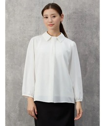 衿付きブラウス　オフホワイト/ブラック/ワイン