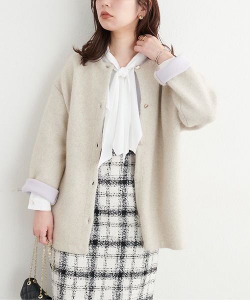 natural couture（ナチュラルクチュール）の「ラッフル×ボウタイブラウス（シャツ/ブラウス・レディース・ライトベージュ/オフホワイト/ラベンダー/ネイビー/その他1/その他2・FREE）」の9枚目の写真