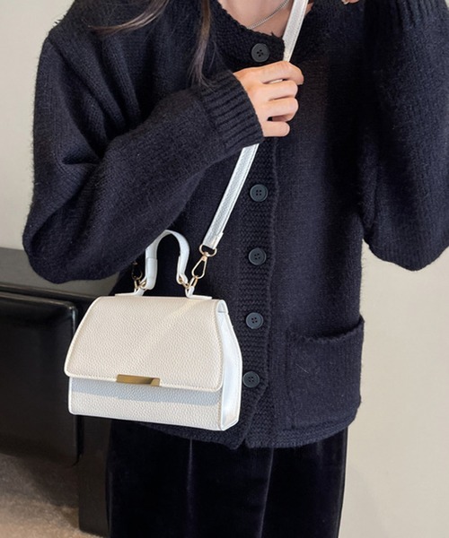 STYLEBLOCK(スタイルブロック)の「レザー調コンパクト2WAYミニショルダーバッグ(ショルダーバッグ・レディース・オフホワイト/ピンク/ブラック/ライトブラウン/ダークブラウン・FREE)」の2枚目の写真