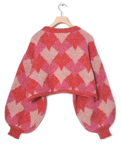 Alley by w closet（アリーバイダブルクローゼット）の「【Alley】ハートアーガイルニット（ニット/セーター・レディース・ブルー/ピンク・FREE）」の20枚目の写真