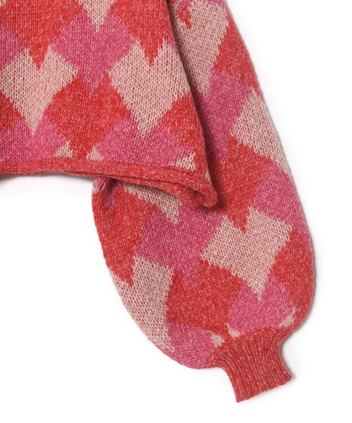 Alley by w closet（アリーバイダブルクローゼット）の「【Alley】ハートアーガイルニット（ニット/セーター・レディース・ブルー/ピンク・FREE）」の22枚目の写真