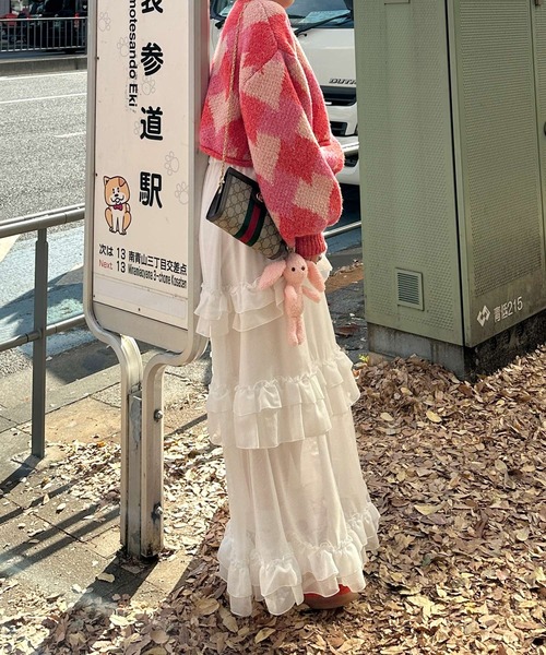 Alley by w closet（アリーバイダブルクローゼット）の「【Alley】ハートアーガイルニット（ニット/セーター・レディース・ブルー/ピンク・FREE）」の8枚目の写真