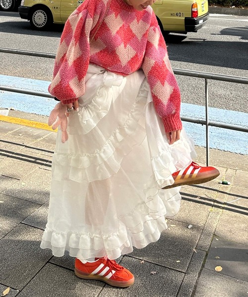 Alley by w closet（アリーバイダブルクローゼット）の「【Alley】ハートアーガイルニット（ニット/セーター・レディース・ブルー/ピンク・FREE）」の11枚目の写真