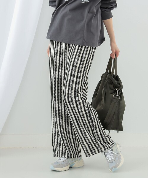 Ray BEAMS（レイビームス）の「Ray BEAMS / ストライプ ジャガード パンツ（その他パンツ・レディース・ブラック/ダークブラウン・ONE SIZE）」の2枚目の写真
