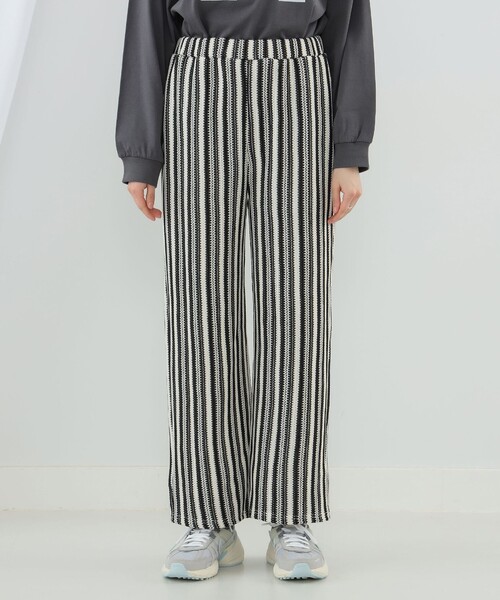 Ray BEAMS（レイビームス）の「Ray BEAMS / ストライプ ジャガード パンツ（その他パンツ・レディース・ブラック/ダークブラウン・ONE SIZE）」の13枚目の写真