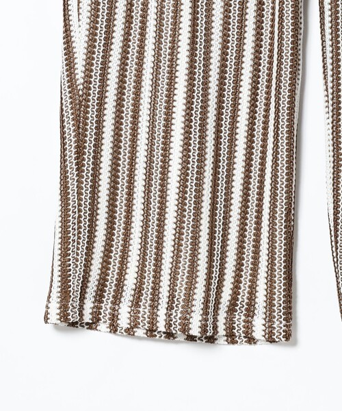 Ray BEAMS（レイビームス）の「Ray BEAMS / ストライプ ジャガード パンツ（その他パンツ・レディース・ブラック/ダークブラウン・ONE SIZE）」の3枚目の写真