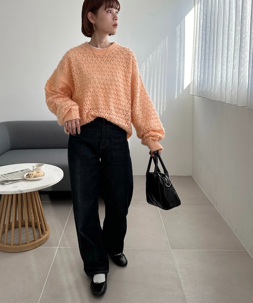 DISCOAT（ディスコート）の「【ユニセックス】モヘアライク透かし編み