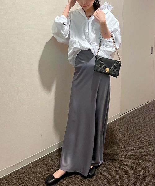 Mela(メラ)の「サテンナロースカート(スカート・レディース・ブラック/グレー・S/L/M)」の19枚目の写真
